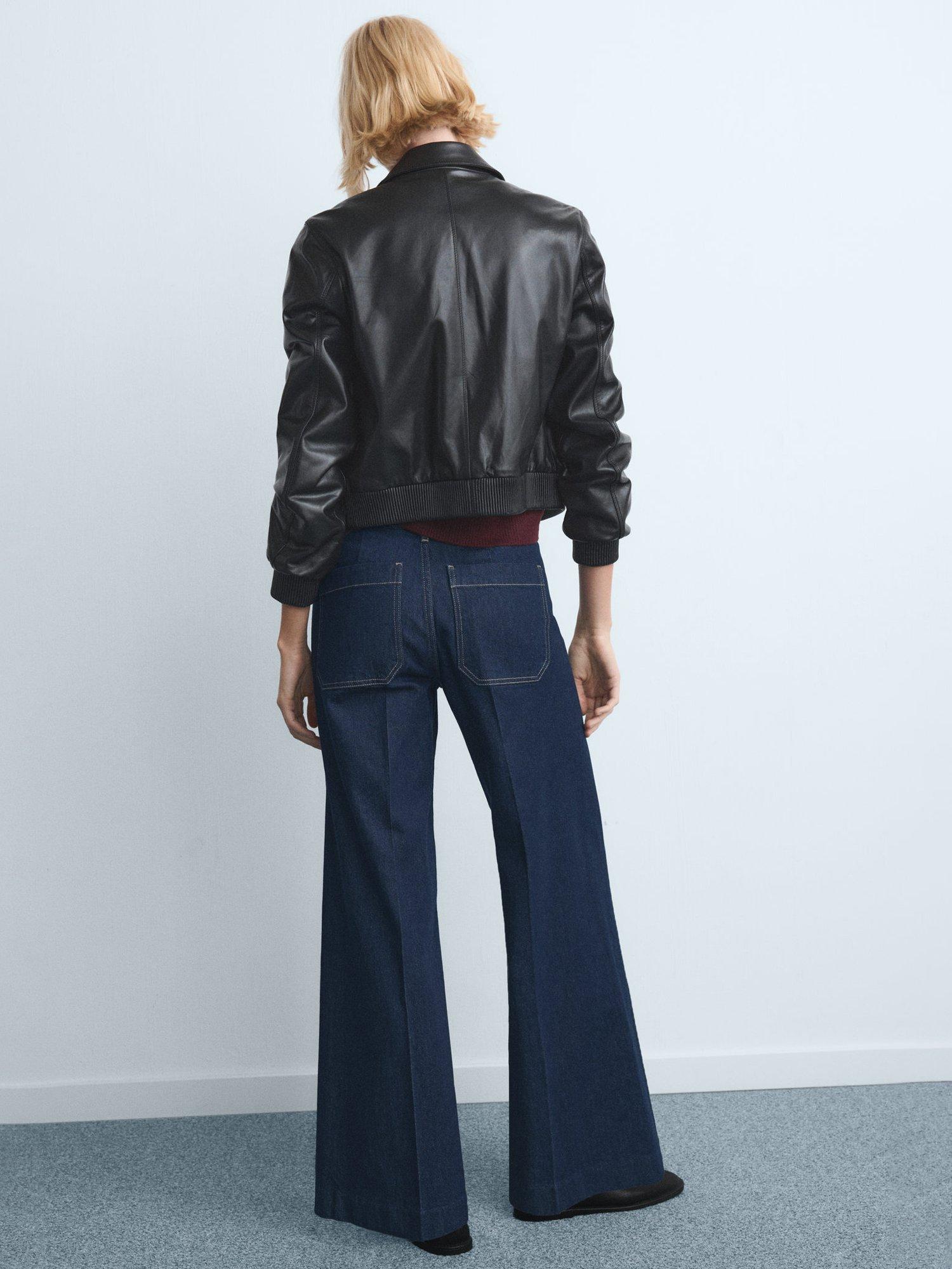 Product image 4 of 9, which shows Mango Jessie Wide Leg Jeans, Dark Blue, 10