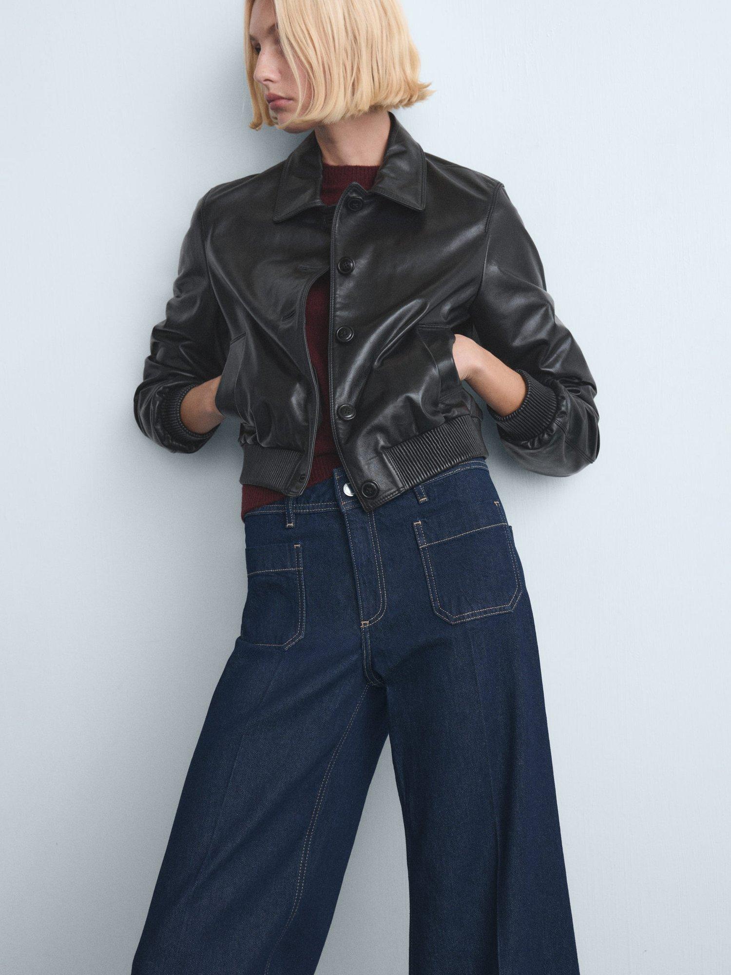Product image 7 of 9, which shows Mango Jessie Wide Leg Jeans, Dark Blue, 10