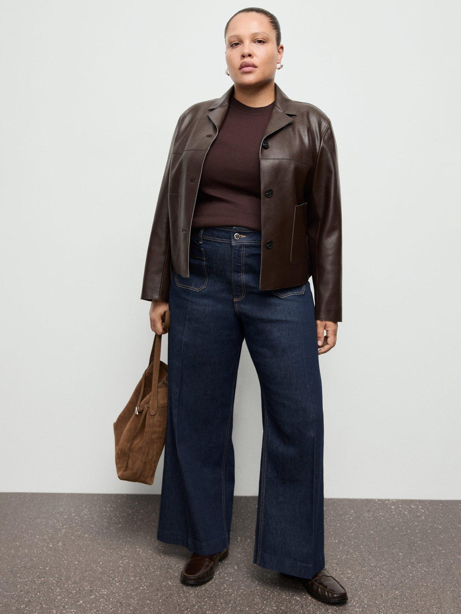 Product image 8 of 9, which shows Mango Jessie Wide Leg Jeans, Dark Blue, 10