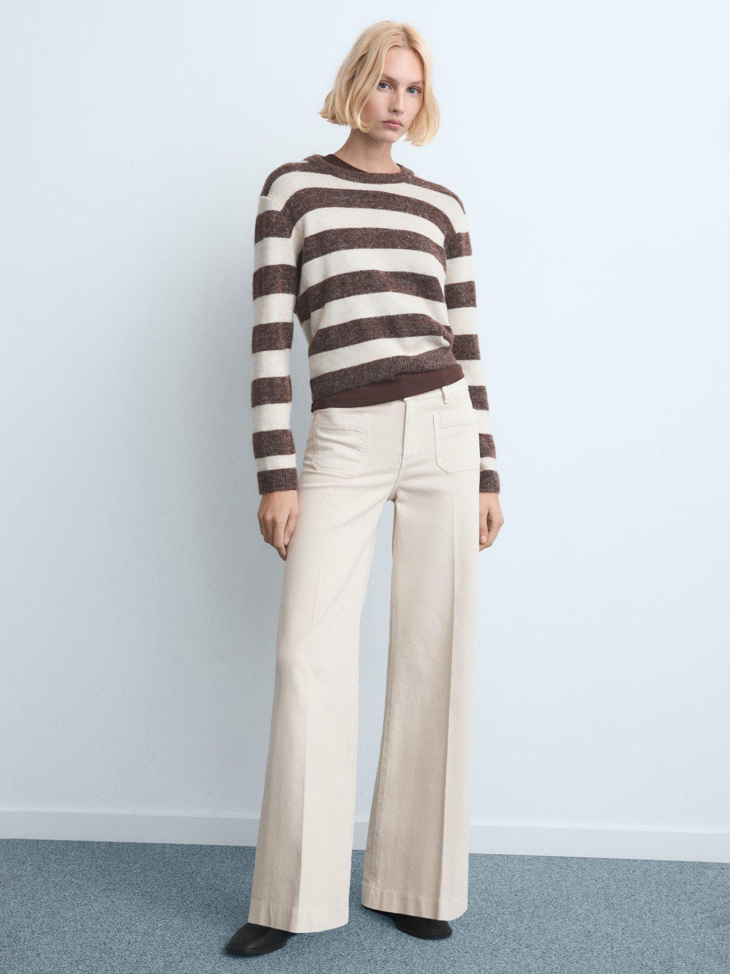 Product image 2 of 7, which shows Mango Jessie Wide Leg Jeans, Beige, 4