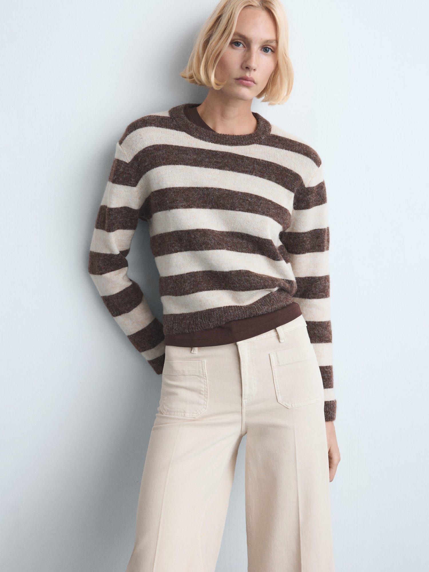 Product image 6 of 7, which shows Mango Jessie Wide Leg Jeans, Beige, 4