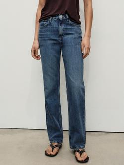 Mango Matilda High Rise Straight Jeans, Mid Blue, Mid Blue