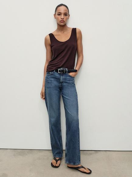Mango Matilda High Rise Straight Jeans, Mid Blue - view 2, Mid Blue