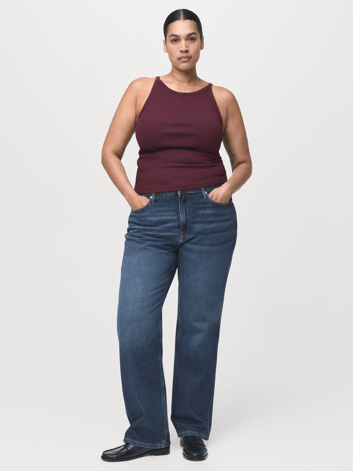 Product image 7 of 8, which shows Mango Matilda High Rise Straight Jeans, Mid Blue, 10