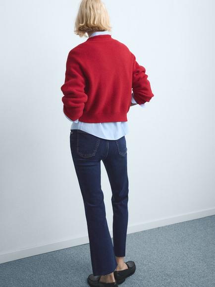 Mango Sienna Flared Cropped Jeans, Navy - view 2, Navy