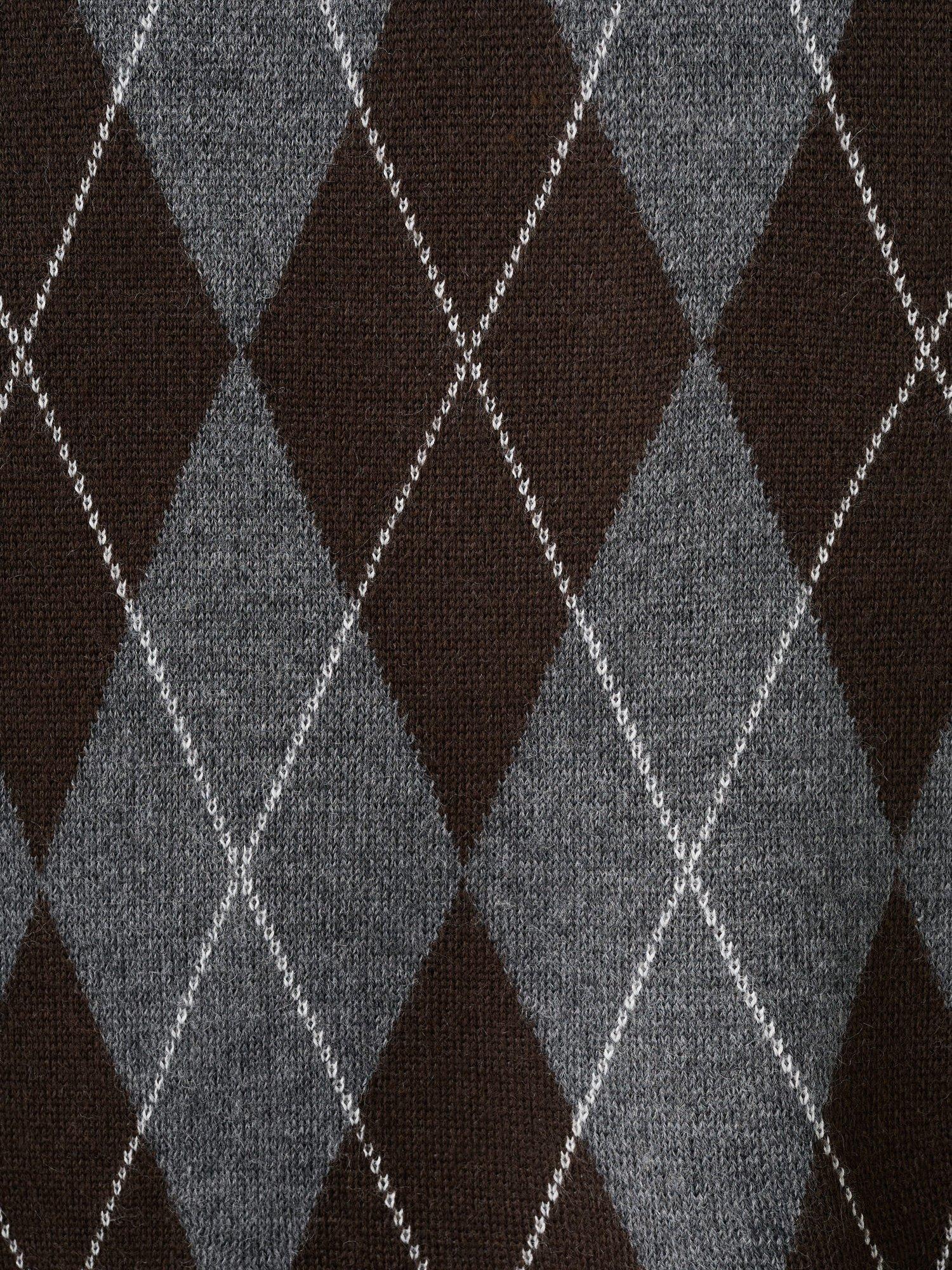 Product image 7 of 7, which shows Mango Argyle Short Sleeve Jumper, Grey, L