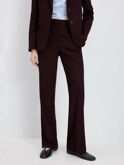 Mango Bergen Straight Tailored Trousers, Dark Red, Dark Red