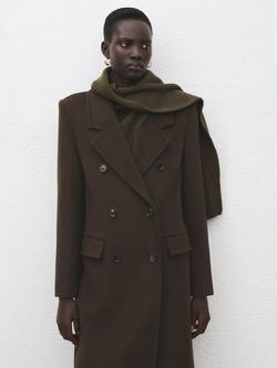 Mango Eye Wool Blend Lapel Collar Coat, Dark Green, Dark Green