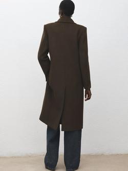 Mango Eye Wool Blend Lapel Collar Coat, Dark Green - view 2, Dark Green