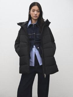 Mango Tokyo Water Repellent Puffer Jacket, Black, Black