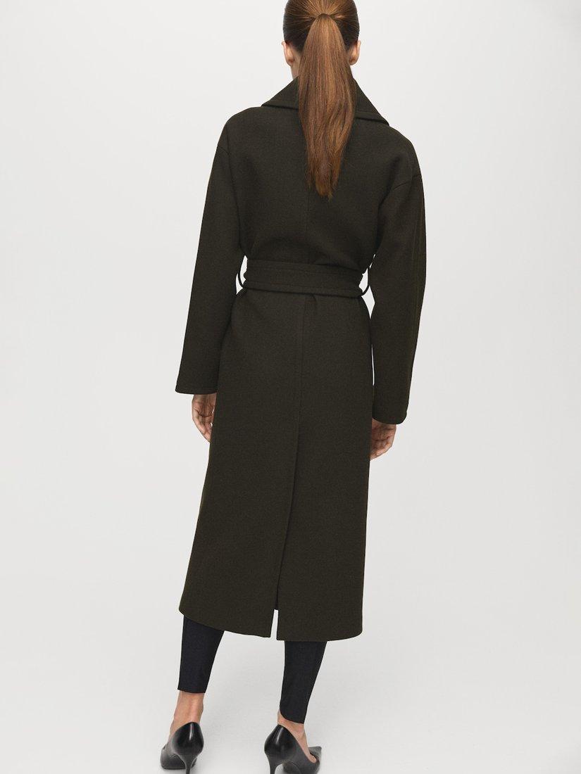 Product image 2 of 6, which shows Mango Traviata Belted Wool Rich Coat, Khaki, XS