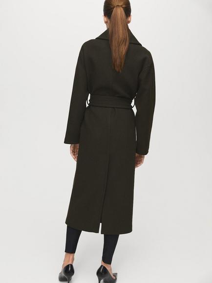 Mango Traviata Belted Wool Rich Coat, Khaki - view 2, Khaki