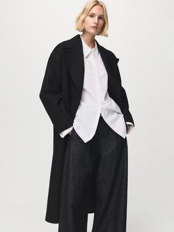 Mango Traviata Belted Wool Rich Coat, Black, Black