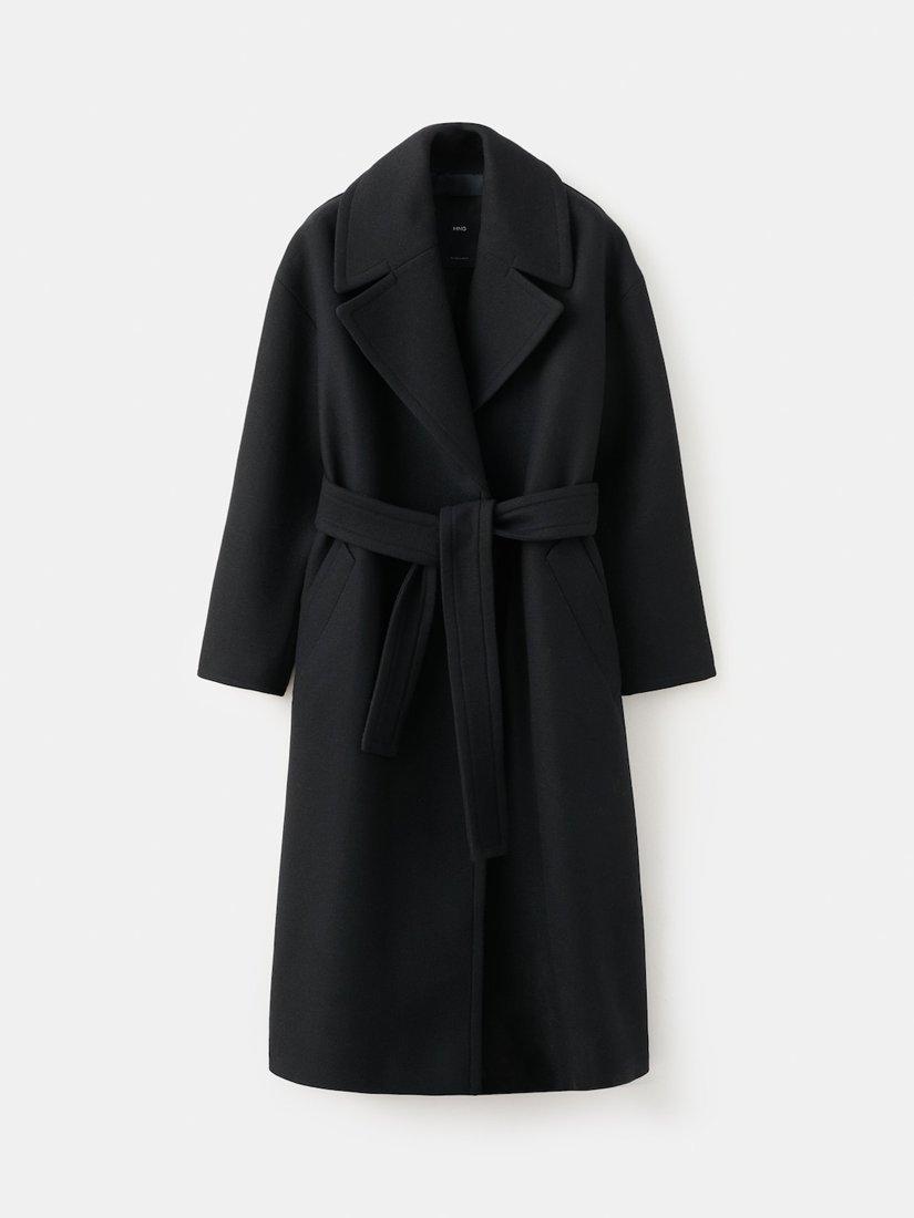 Product image 4 of 6, which shows Mango Traviata Belted Wool Rich Coat, Black, L
