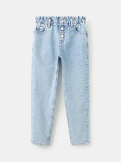 Mango Kids' Cotton Paperbag Jeans, Blue, Blue