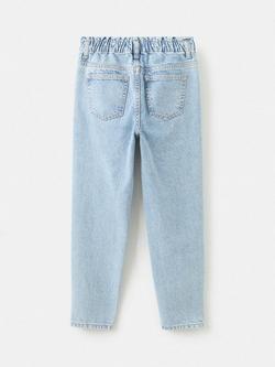 Mango Kids' Cotton Paperbag Jeans, Blue - view 2, Blue