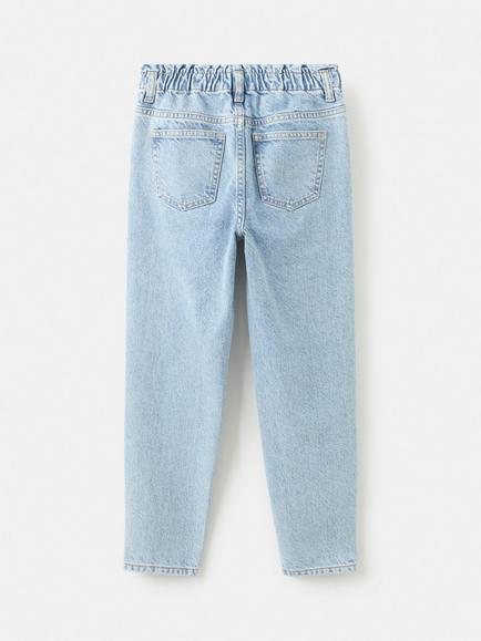 Mango Kids' Cotton Paperbag Jeans, Blue - view 2, Blue
