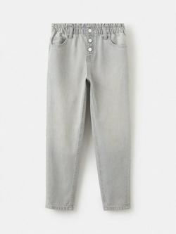 Mango Kids' Cotton Paperbag Jeans, Grey, Grey