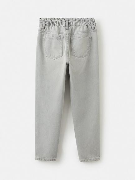 Mango Kids' Cotton Paperbag Jeans, Grey - view 2, Grey