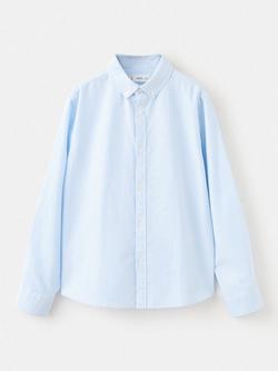 Mango Kids' Cotton Stripe Oxford Shirt, Light Blue, Light Blue