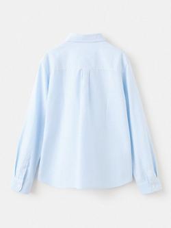 Mango Kids' Cotton Stripe Oxford Shirt, Light Blue - view 2, Light Blue