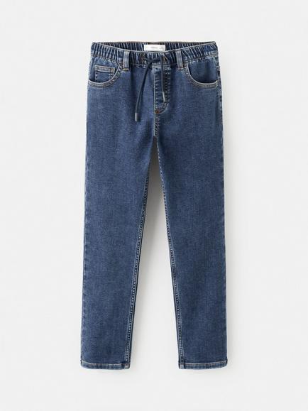 Mango Kids' Comfy Drawstring Jeans, Mid Blue