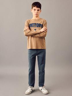 Mango Kids' Peru Straight Cut Trousers, Navy, Navy