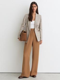 Reiss Maxwell Double Breasted Check Blazer, Neutral, Neutral