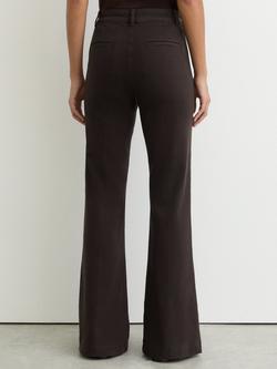 Reiss Petite Athena Button Detail Flared Jeans, Chocolate Brown - view 2, Chocolate Brown