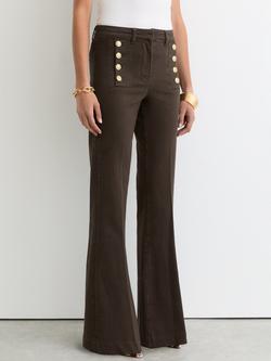 Reiss Athena Flared Jeans, Khaki Green, Khaki Green