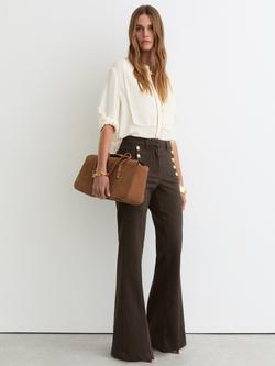 Reiss Petite Athena Flared Jeans, Khaki Green, Khaki Green