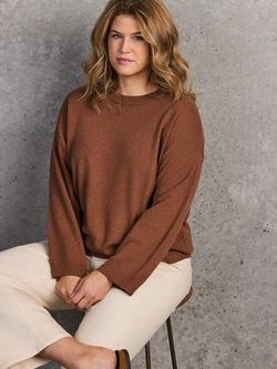 Live Unlimited Curve Crew Neck Wool Blend Jumper, Chestnut, Chestnut
