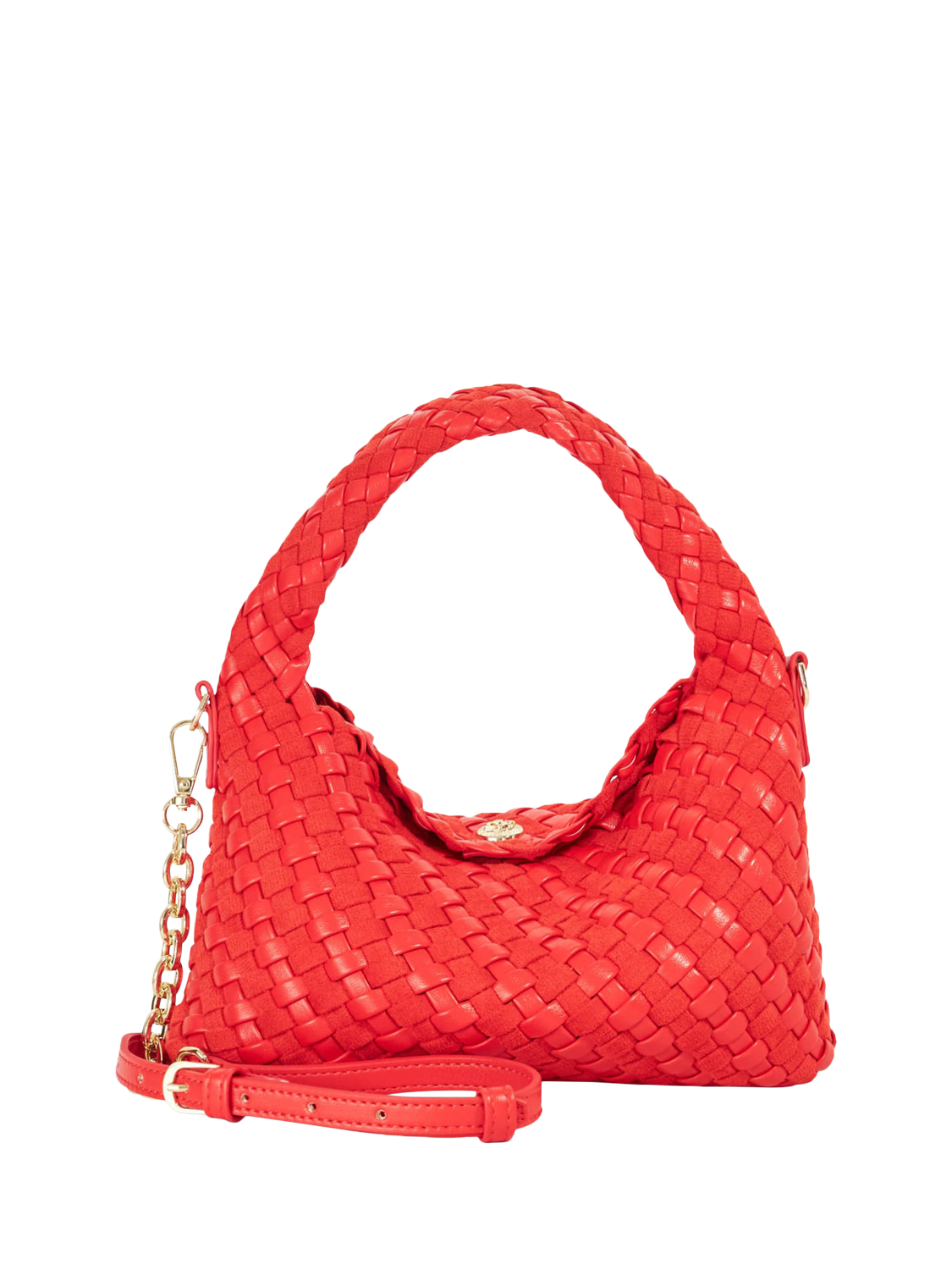 Product image 1 of 5, which shows Dune London Deliberate Woven Grab Bag, Red