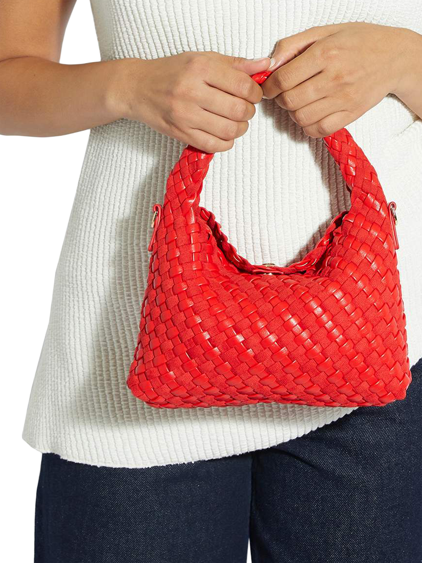 Product image 2 of 5, which shows Dune London Deliberate Woven Grab Bag, Red