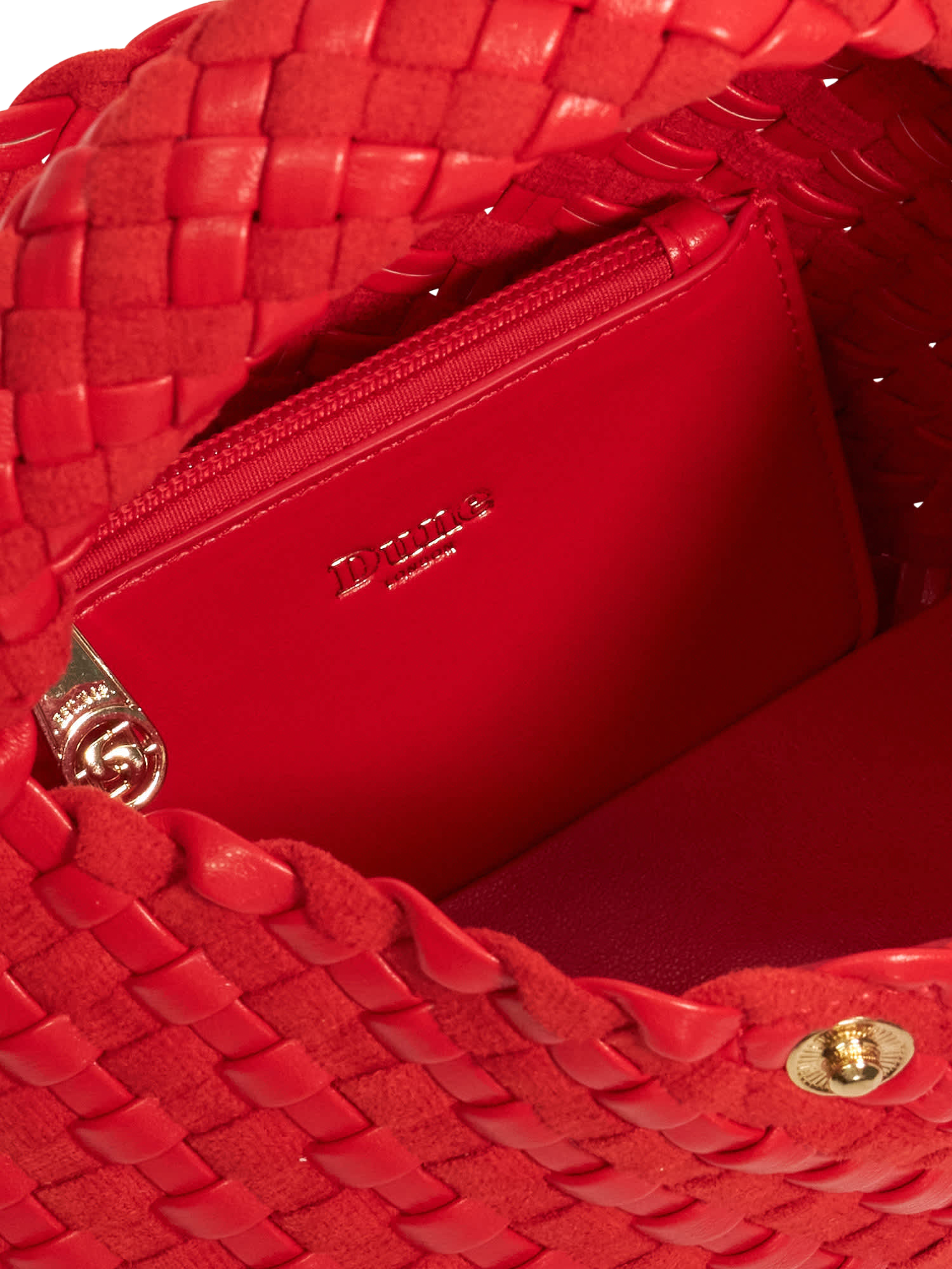 Product image 4 of 5, which shows Dune London Deliberate Woven Grab Bag, Red