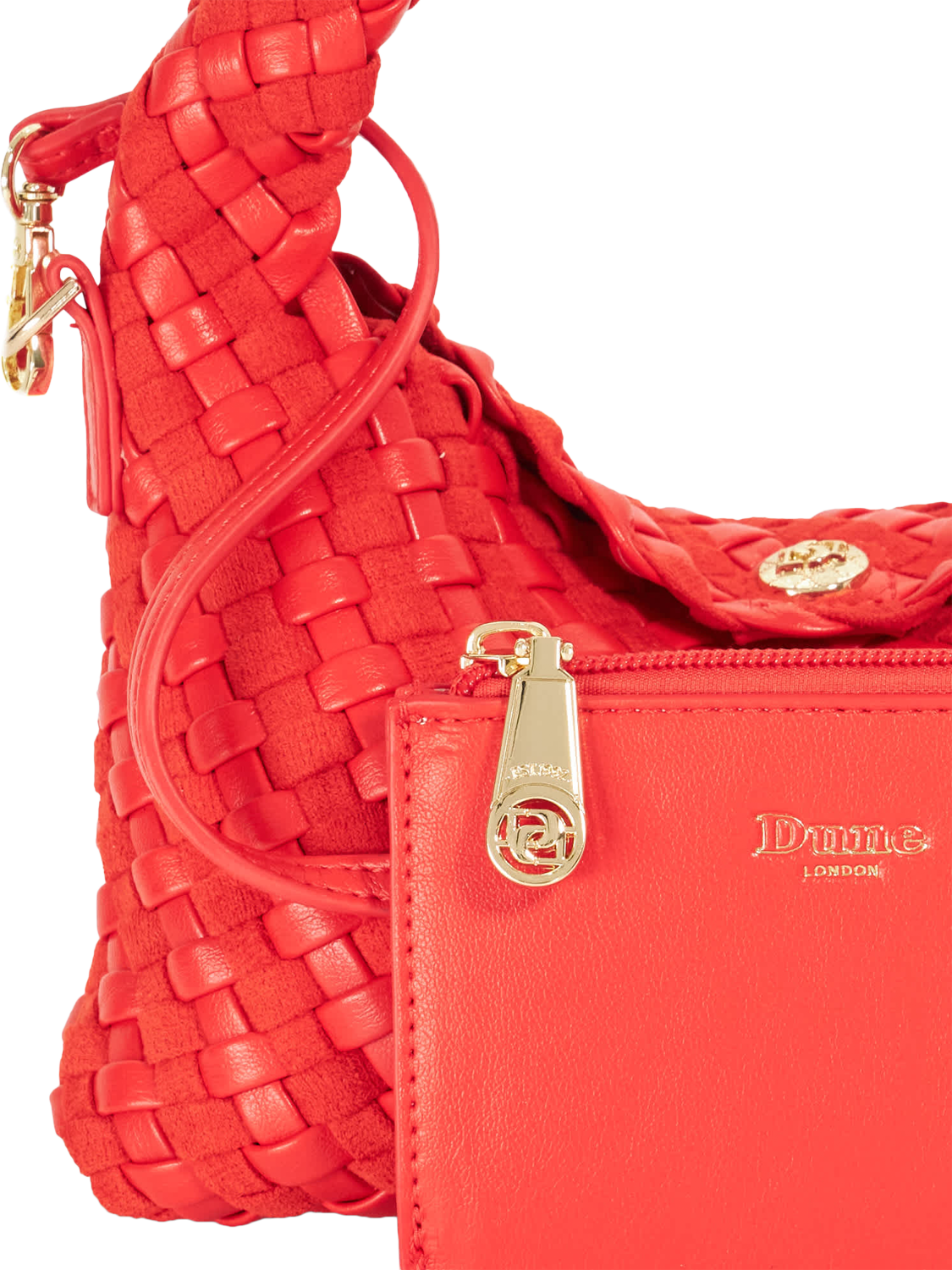 Product image 5 of 5, which shows Dune London Deliberate Woven Grab Bag, Red