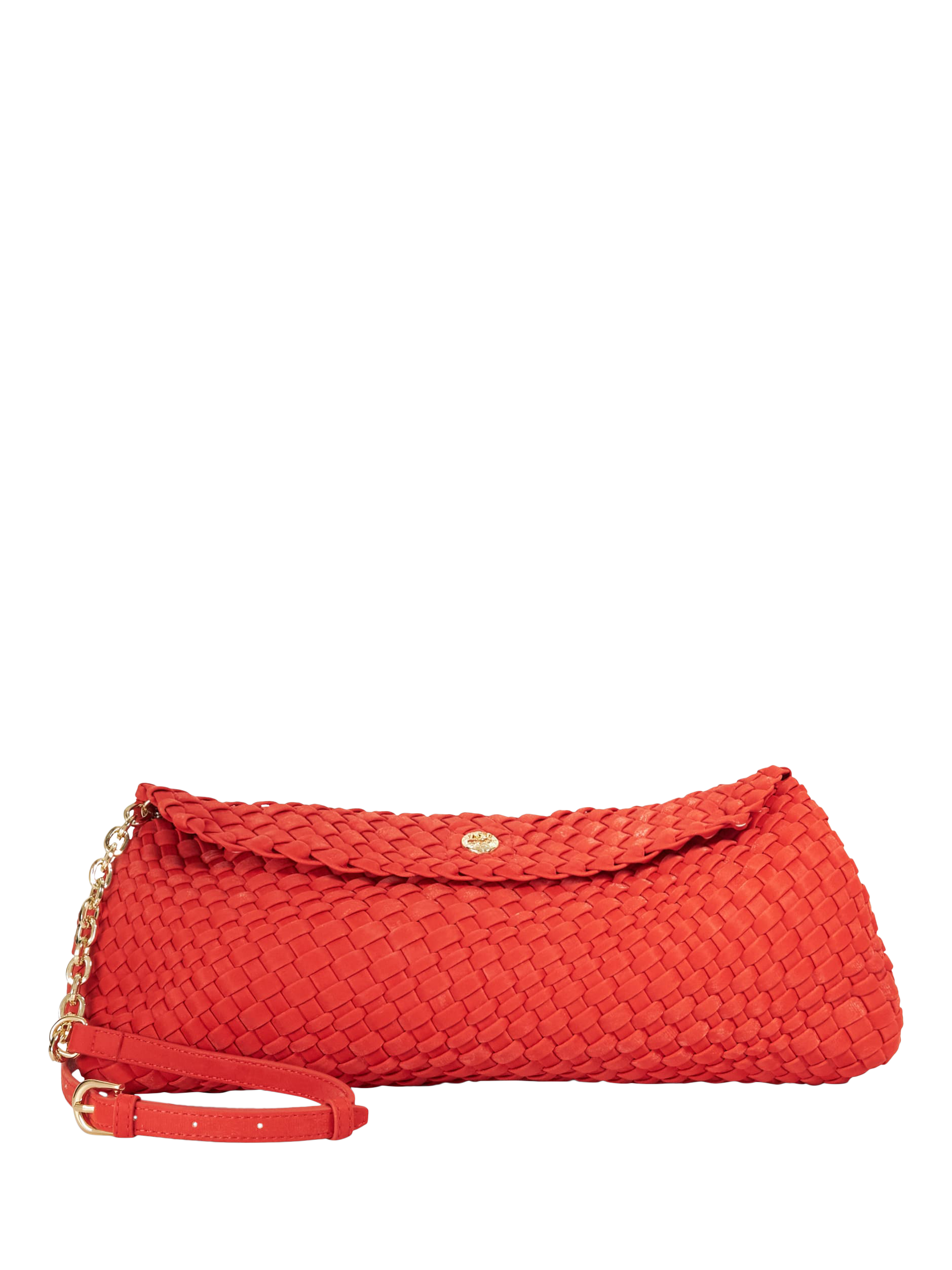 Product image 1 of 3, which shows Dune London Encourage Woven Slouchy Handbag, Red