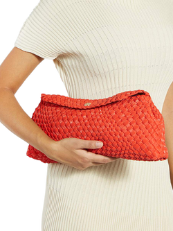 Dune London Encourage Woven Slouchy Handbag, Red - view 2, Red