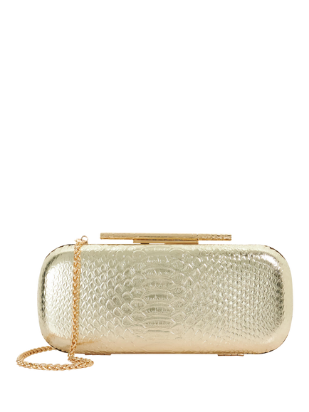 Dune London Body Croc Clutch Bag, Gold, Gold