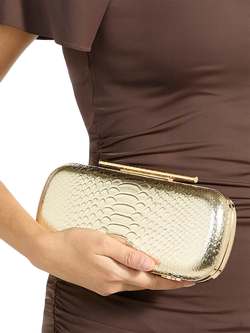 Dune London Body Croc Clutch Bag, Gold - view 2, Gold