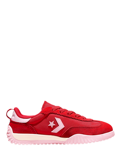 Converse Kids' Suede Run Star Lace Up Trainers, Red/Egret