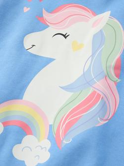 Polarn O. Pyret Kids' Unicorn Print Jumper, Blue - view 2, Blue
