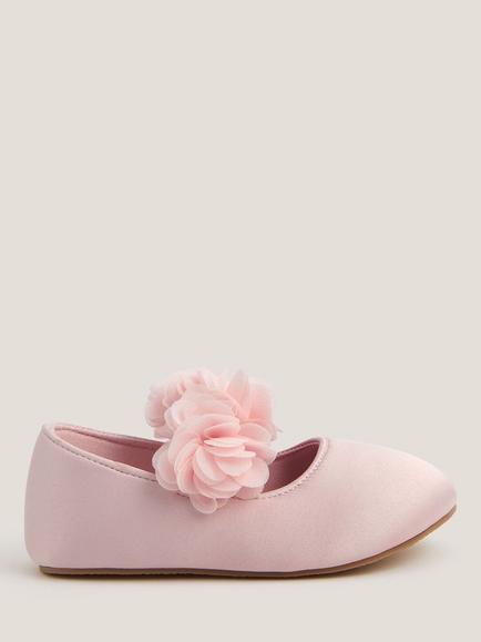 Monsoon Baby Flower Pom Pom Walker Shoes, Pink, Pink