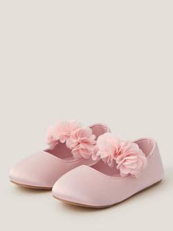 Monsoon Baby Flower Pom Pom Walker Shoes, Pink - view 2, Pink