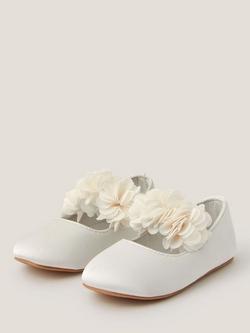 Monsoon Baby Flower Shoes, Ivory - view 2, Ivory