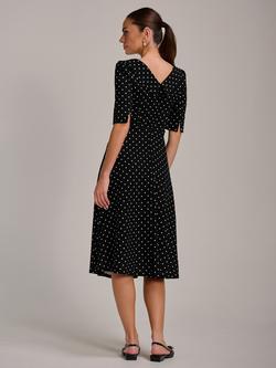 Jolie Moi Polka Dot Scuba Collar Midi Dress - view 2, Black/White