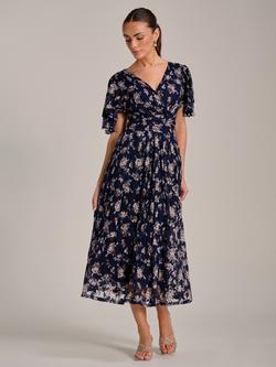 Jolie Moi Floral Lace Maxi Dress, Navy/Multi, Navy/Multi
