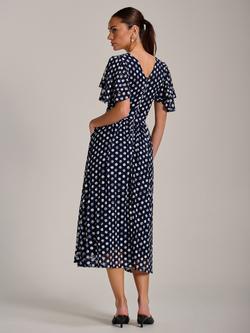 Jolie Moi Polka Dot Angel Sleeve Lace Maxi Dress - view 2, Navy/White