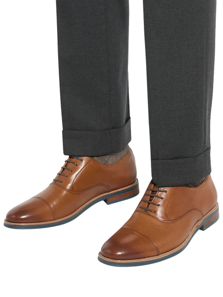Dune London Stanlakes Wide Fit Leather Oxford Shoes - view 2, Tan