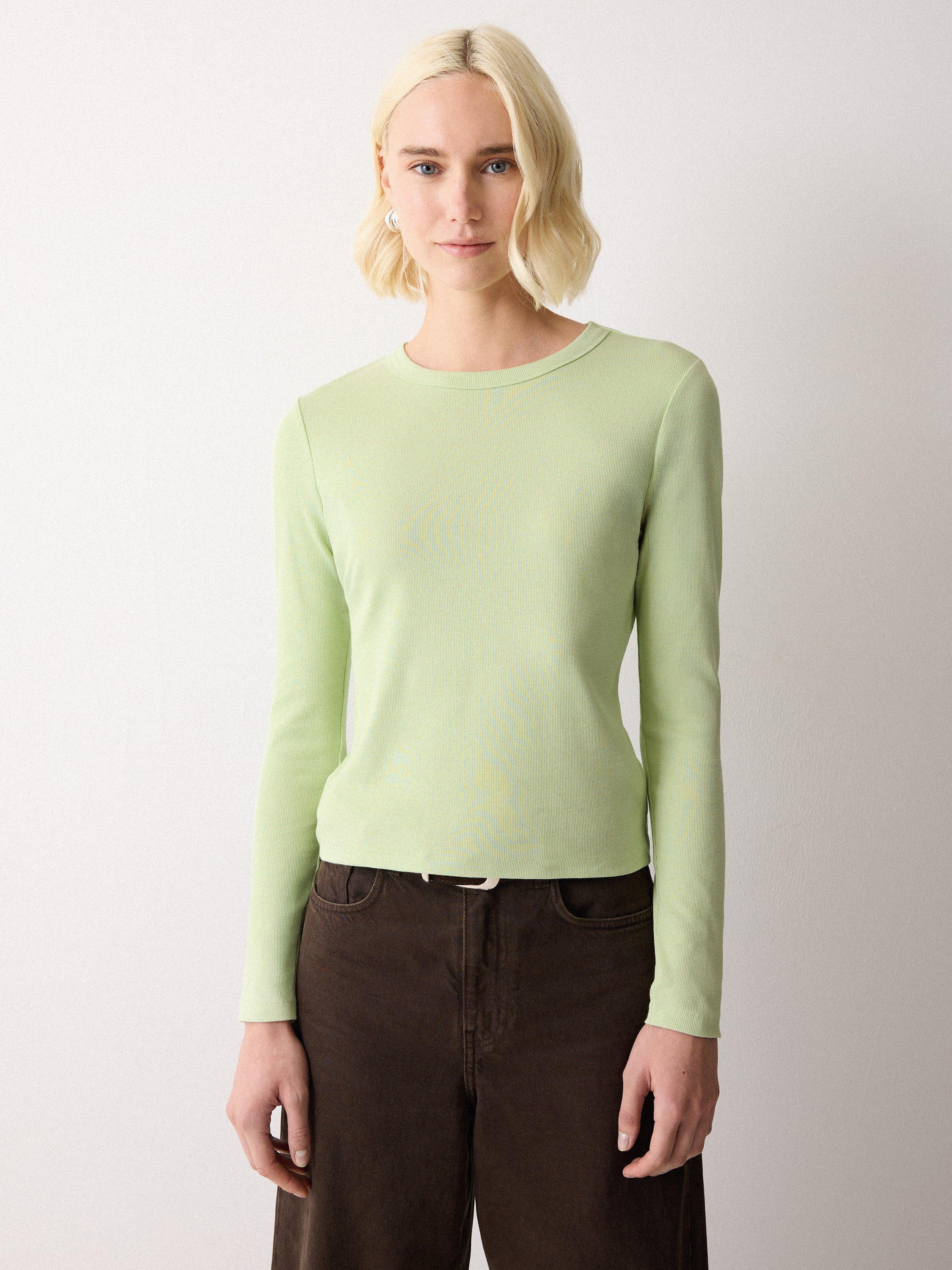 Product image 1 of 6, which shows Jigsaw Long Sleeve Baby Top, Green, XS